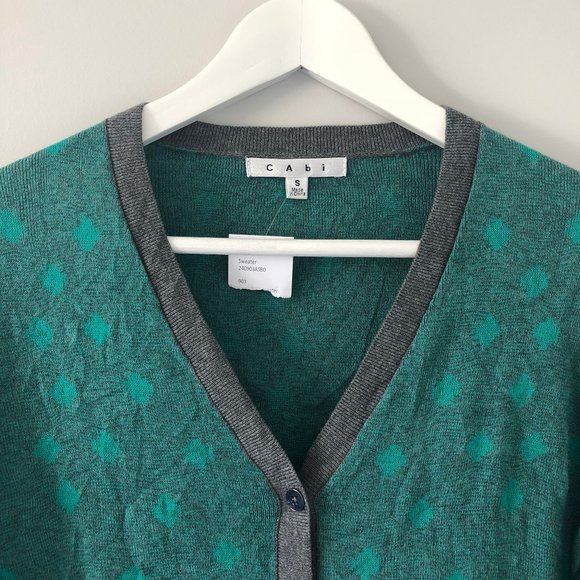 NWT CAbi Muted Polka Dot V-neck Sweater Small - Picture 11 of 16